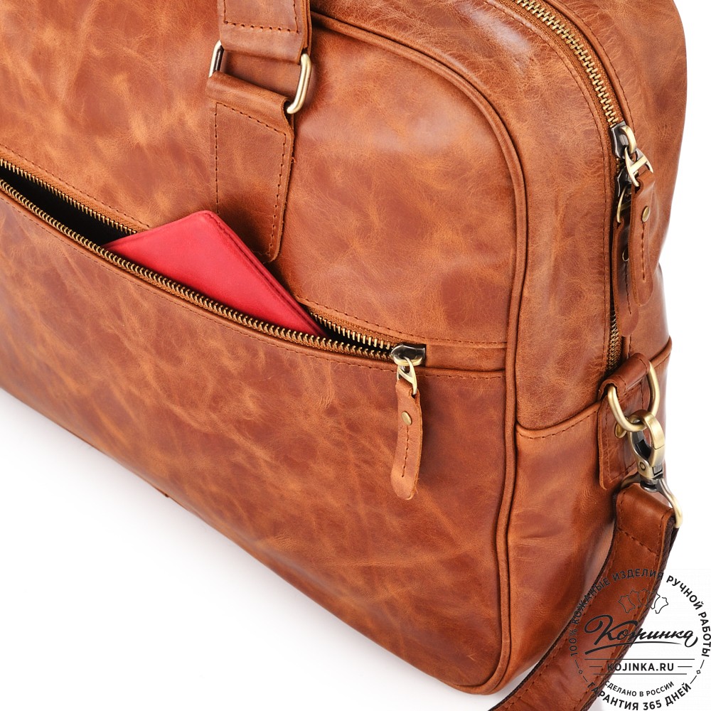 Кожаная деловая сумка "Окленд нью" (рыжий антик)